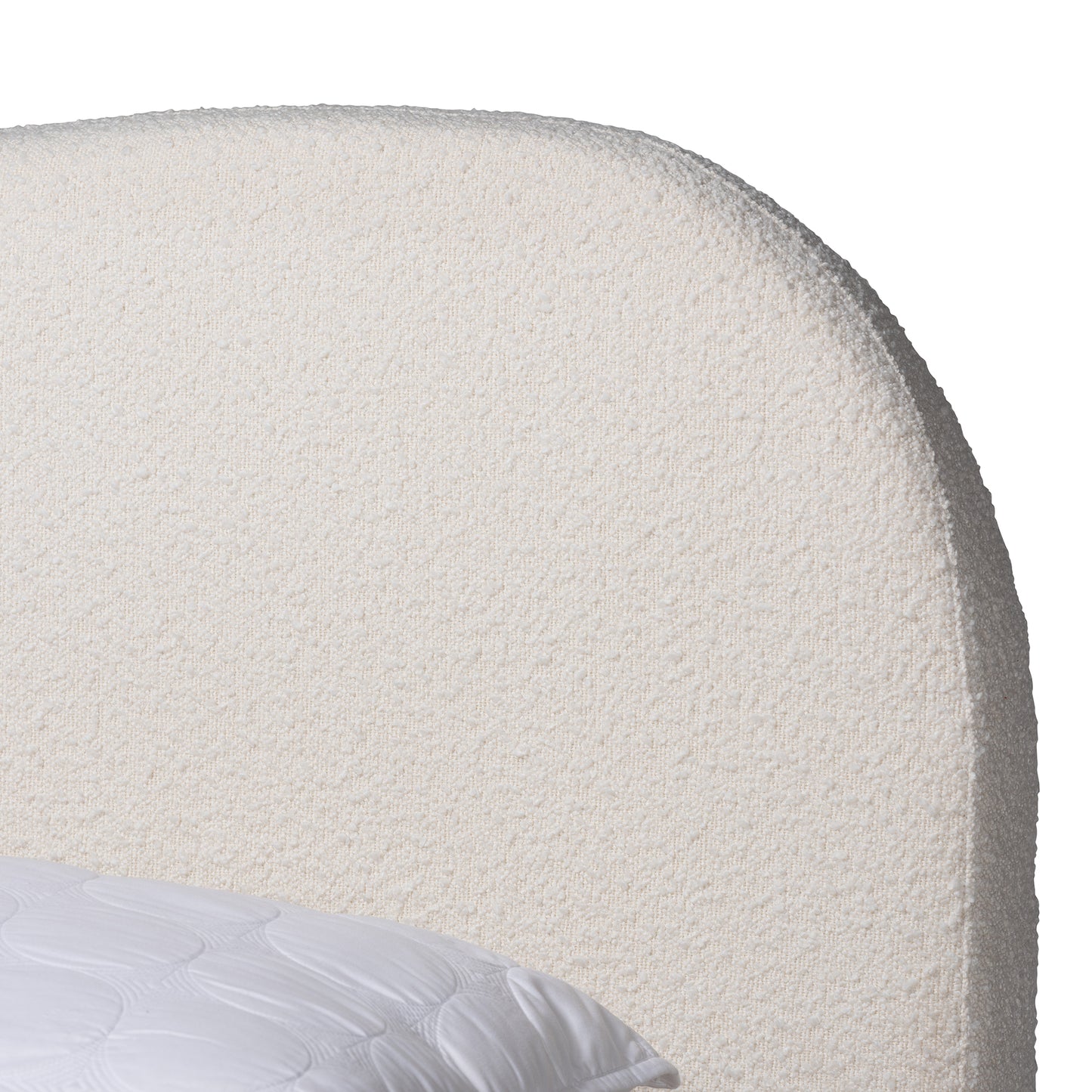 Baxton Studio Maya Mid-Century Modern Cream Boucle Fabric and Oak Brown Finished Wood Queen Size Platform Bed | Beds | Modishstore - 5