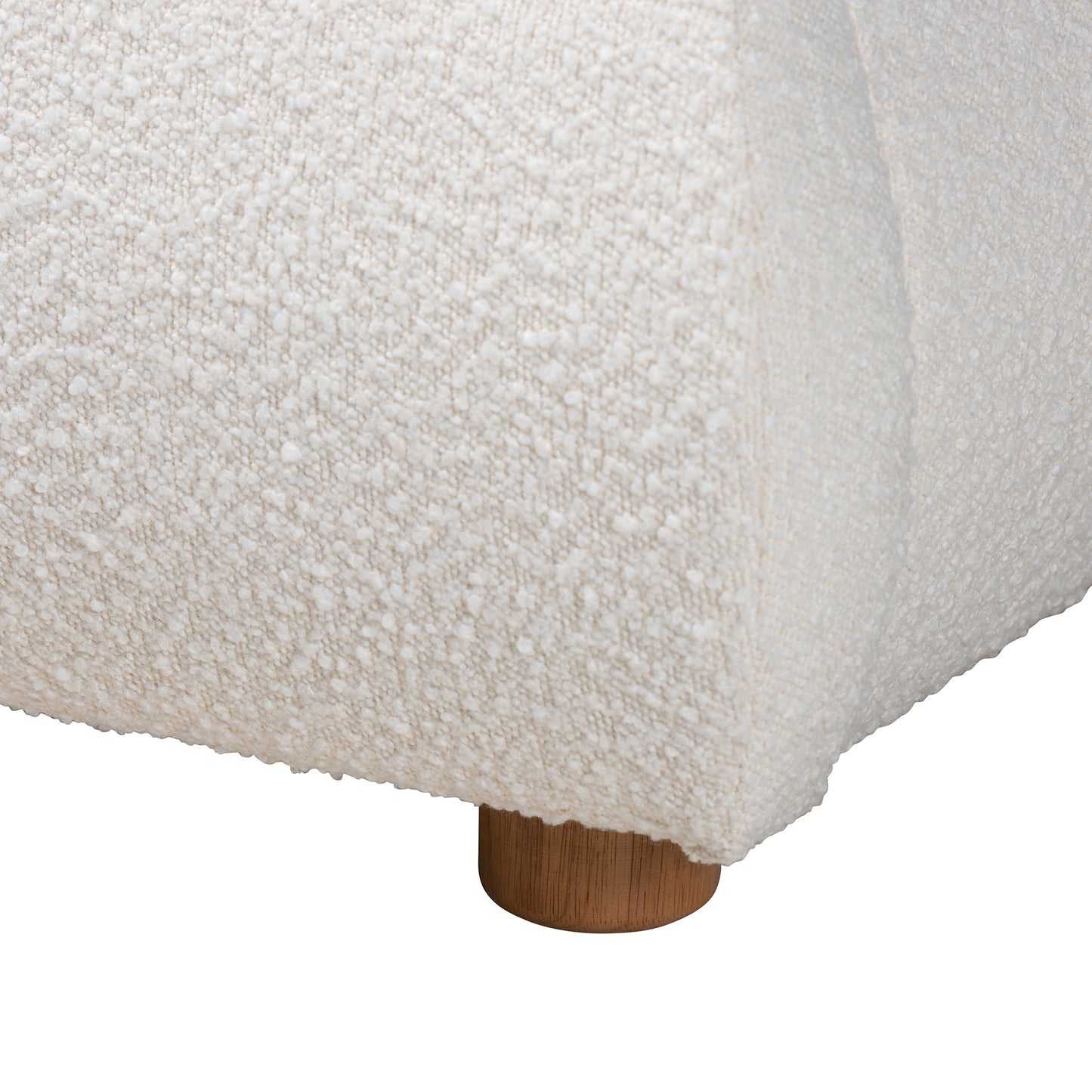 Baxton Studio Maya Mid-Century Modern Cream Boucle Fabric and Oak Brown Finished Wood Queen Size Platform Bed | Beds | Modishstore - 6