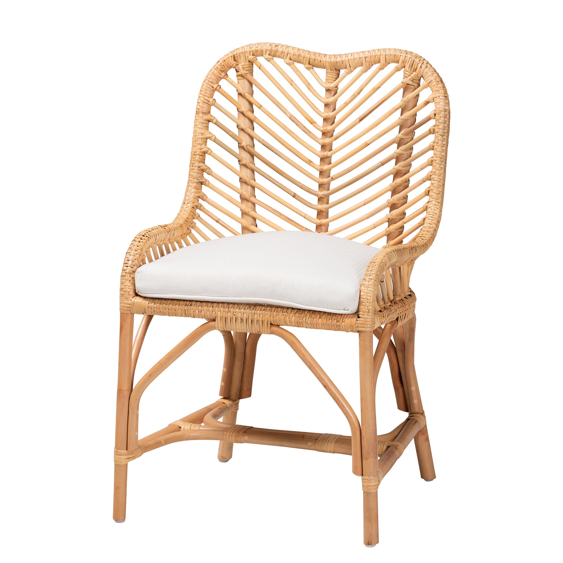 Baxton Studio bali & pari Arween Modern Bohemian Natural Brown Rattan Dining Chair | Dining Chairs | Modishstore - 2