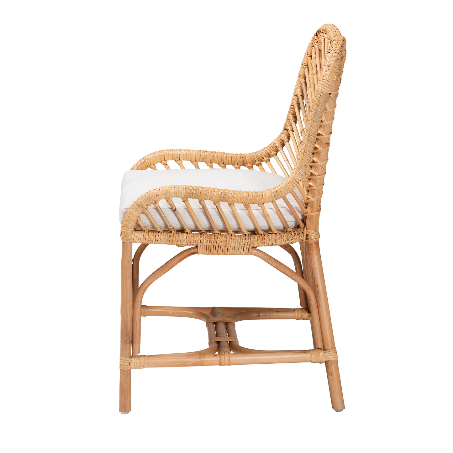 Baxton Studio bali & pari Arween Modern Bohemian Natural Brown Rattan Dining Chair | Dining Chairs | Modishstore - 4