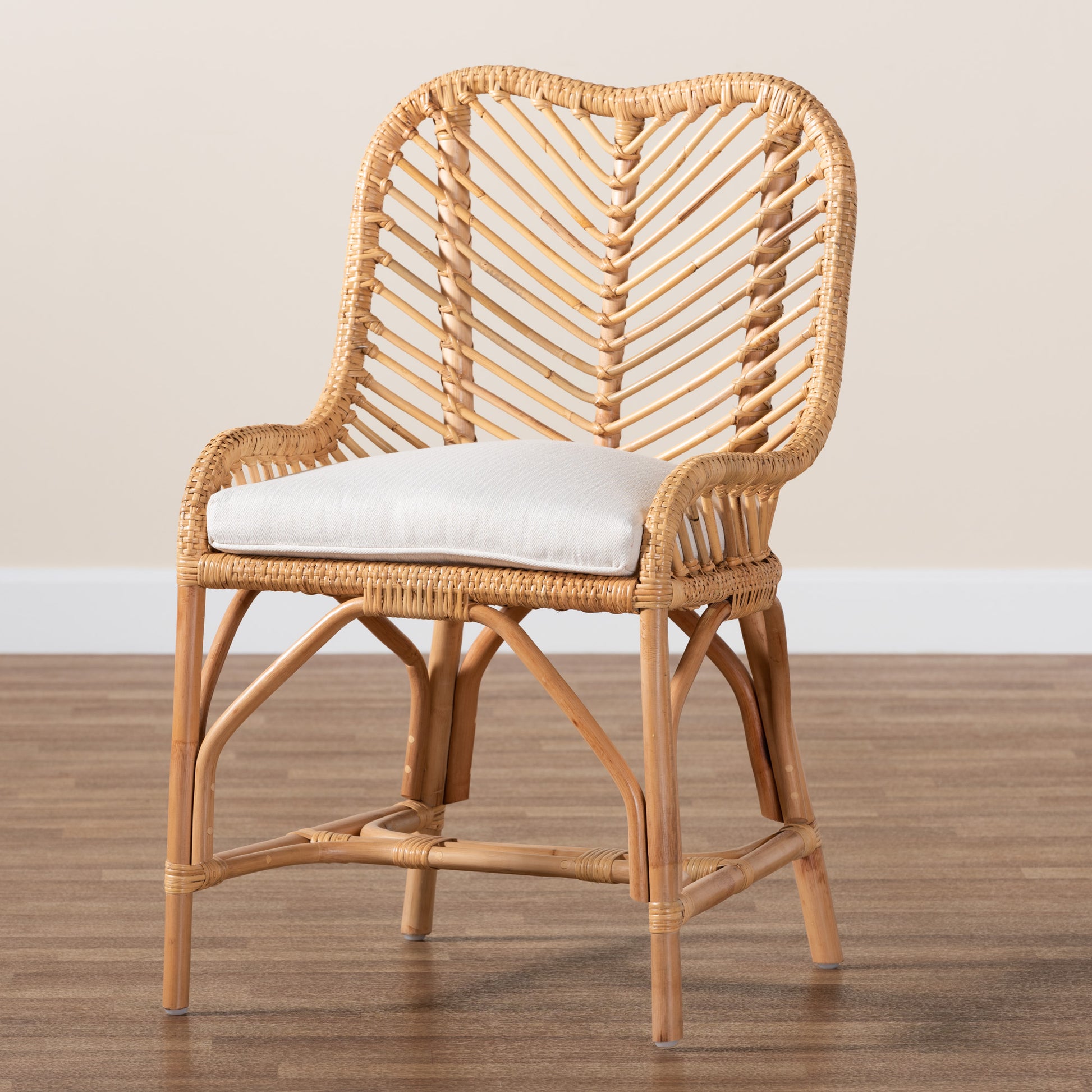 Baxton Studio bali & pari Arween Modern Bohemian Natural Brown Rattan Dining Chair | Dining Chairs | Modishstore - 9