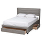 Baxton Studio Braylon Mid-Century Modern Transitional Light Grey Fabric and Dark Brown Finished Wood Full Size 3-Drawer Storage Platform Bed | Beds | Modishstore - 3