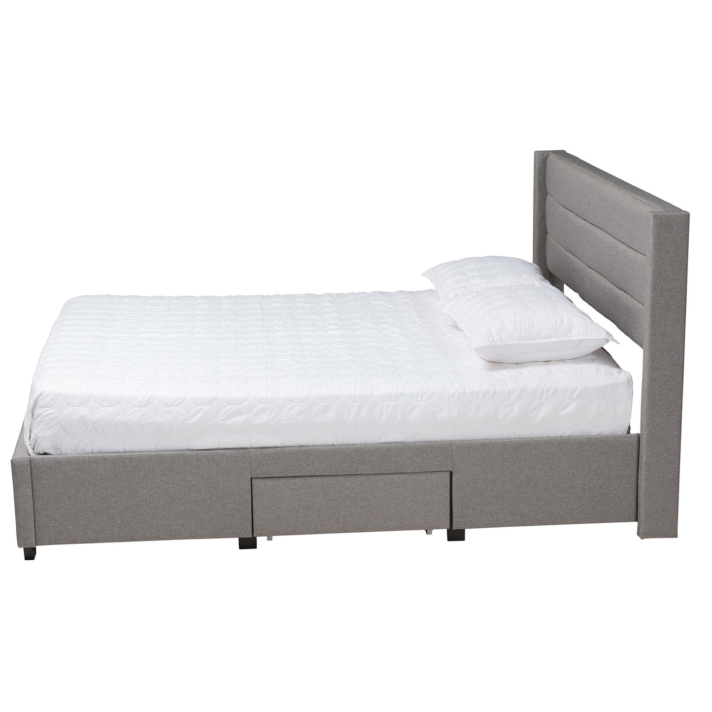 Baxton Studio Braylon Mid-Century Modern Transitional Light Grey Fabric and Dark Brown Finished Wood Full Size 3-Drawer Storage Platform Bed | Beds | Modishstore - 4