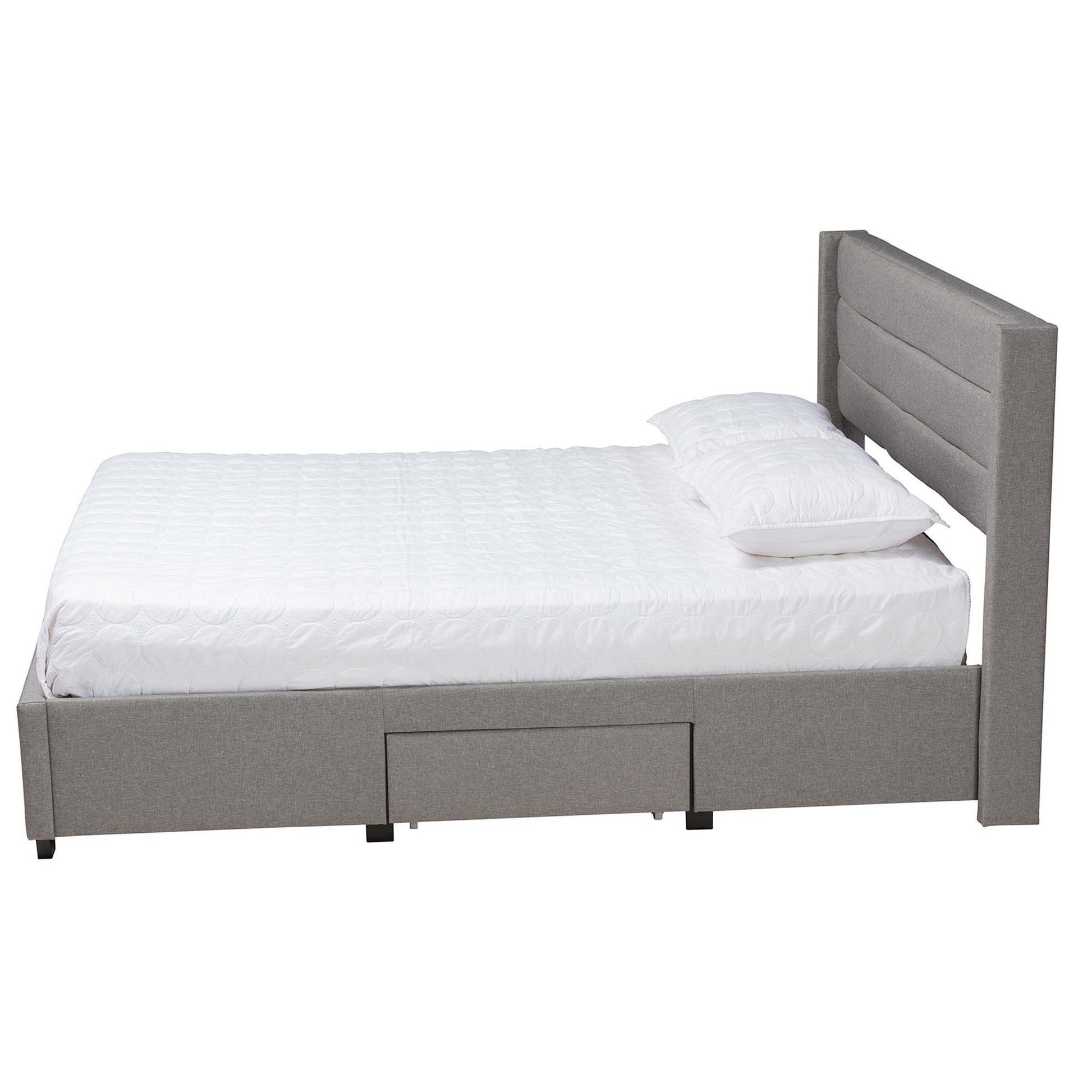 Baxton Studio Braylon Mid-Century Modern Transitional Light Grey Fabric and Dark Brown Finished Wood Full Size 3-Drawer Storage Platform Bed | Beds | Modishstore - 4