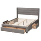 Baxton Studio Braylon Mid-Century Modern Transitional Light Grey Fabric and Dark Brown Finished Wood Full Size 3-Drawer Storage Platform Bed | Beds | Modishstore - 6