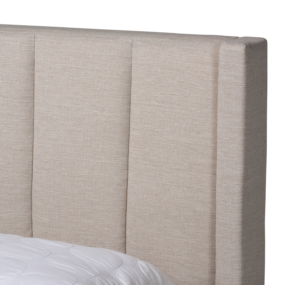 Baxton Studio Coronado Mid-Century Modern Transitional Beige Fabric Full Size 3-Drawer Storage Platform Bed | Beds | Modishstore - 7