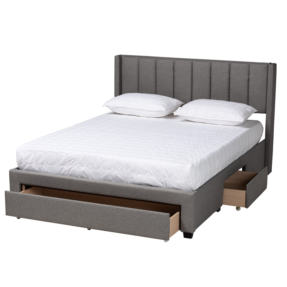Baxton Studio Coronado Mid-Century Modern Transitional Beige Fabric Full Size 3-Drawer Storage Platform Bed | Beds | Modishstore - 13