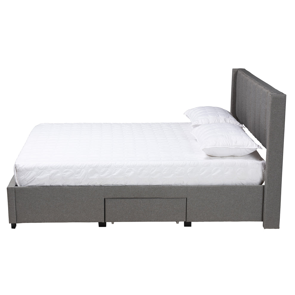 Baxton Studio Coronado Mid-Century Modern Transitional Beige Fabric Queen Size 3-Drawer Storage Platform Bed | Beds | Modishstore - 14