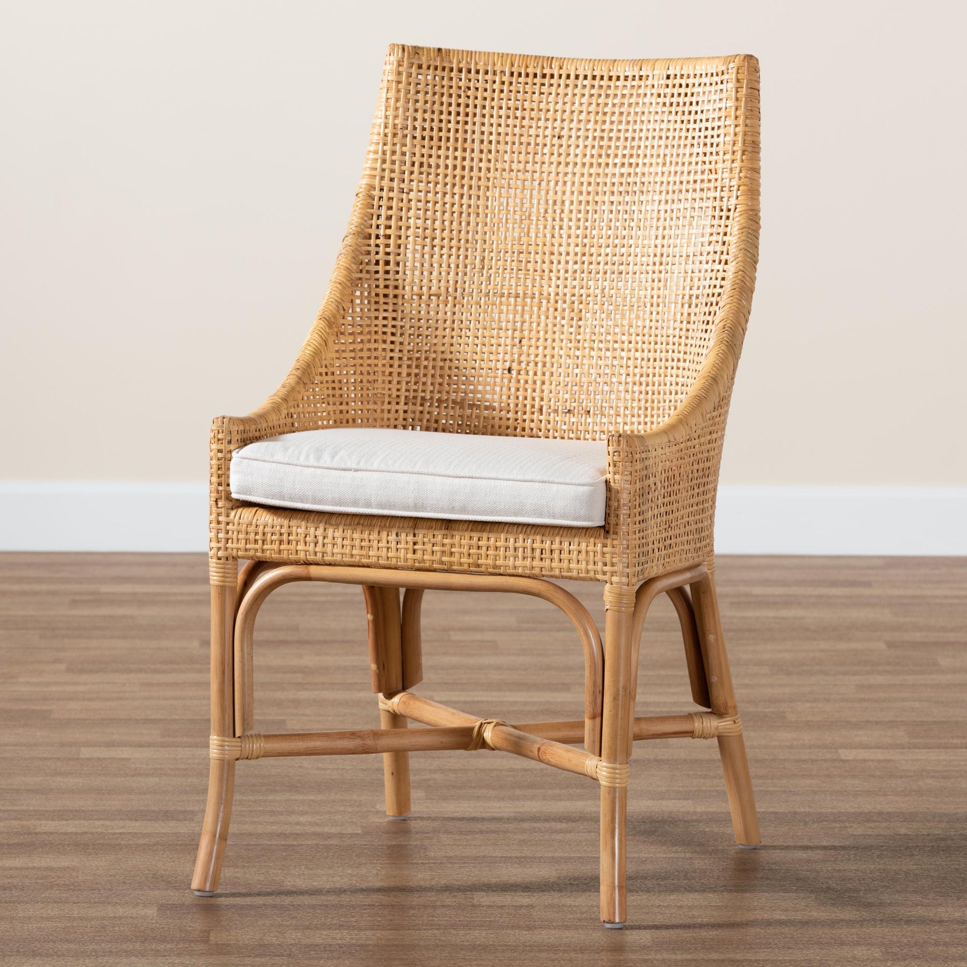 Baxton Studio bali & pari Bella Modern Bohemian Natural Brown Rattan Dining Chair | Dining Chairs | Modishstore - 2