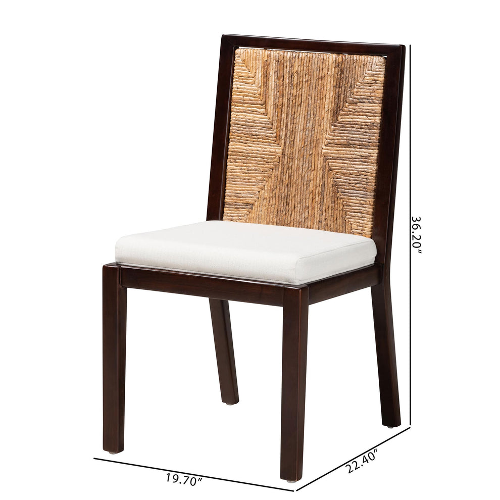 Baxton Studio bali & pari Joana Modern Bohemian Dark Brown Mahogany Wood and Natural Seagrass Dining Side Chair | Dining Chairs | Modishstore - 10