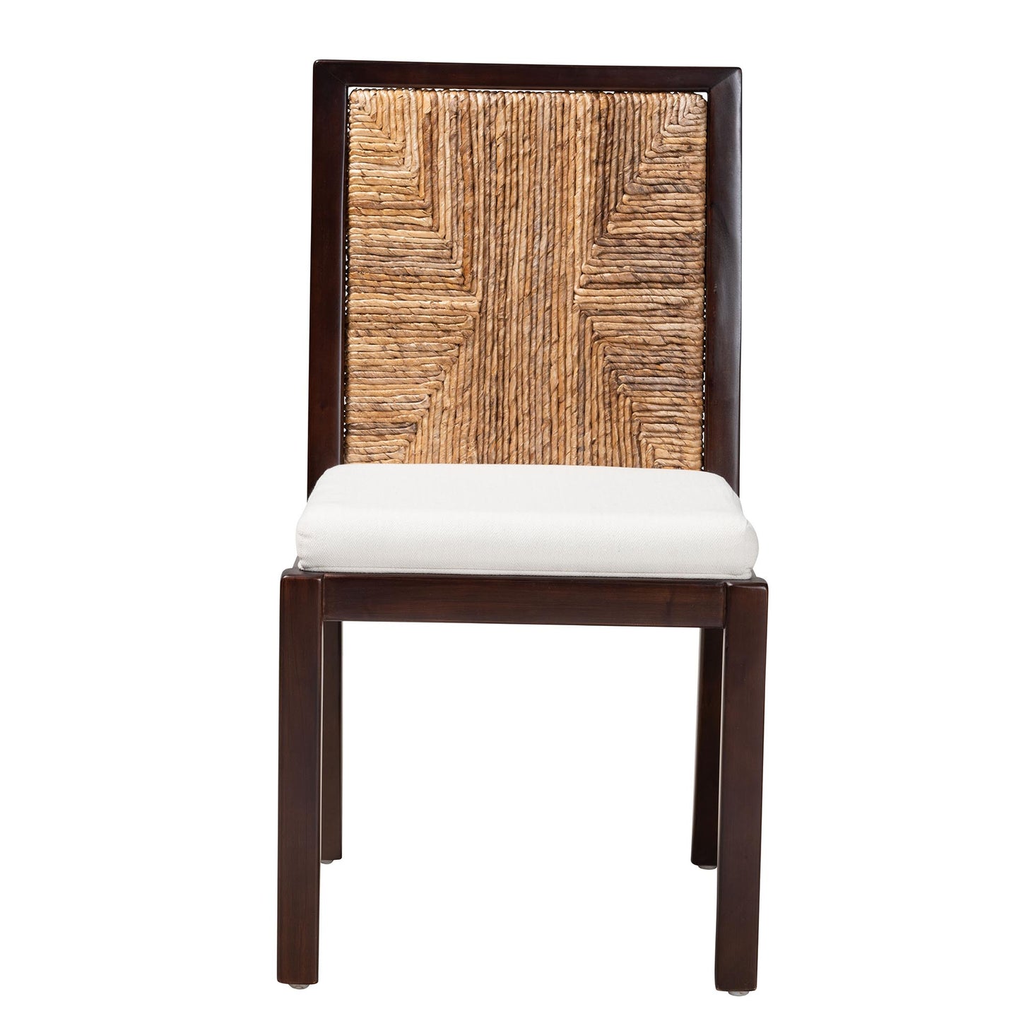 Baxton Studio bali & pari Joana Modern Bohemian Dark Brown Mahogany Wood and Natural Seagrass Dining Side Chair | Dining Chairs | Modishstore - 3