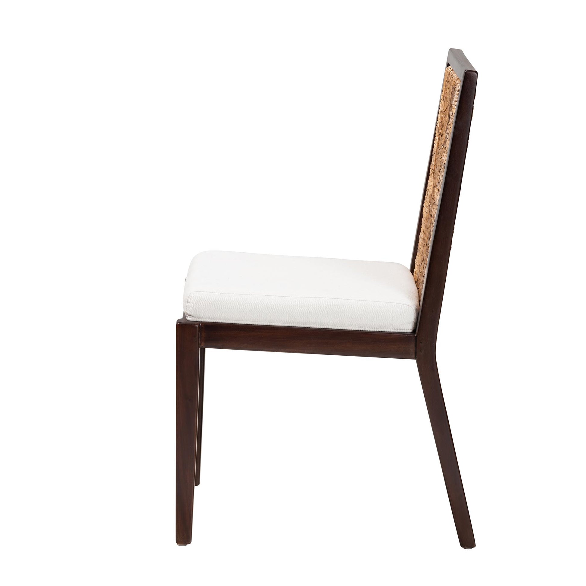Baxton Studio bali & pari Joana Modern Bohemian Dark Brown Mahogany Wood and Natural Seagrass Dining Side Chair | Dining Chairs | Modishstore - 4