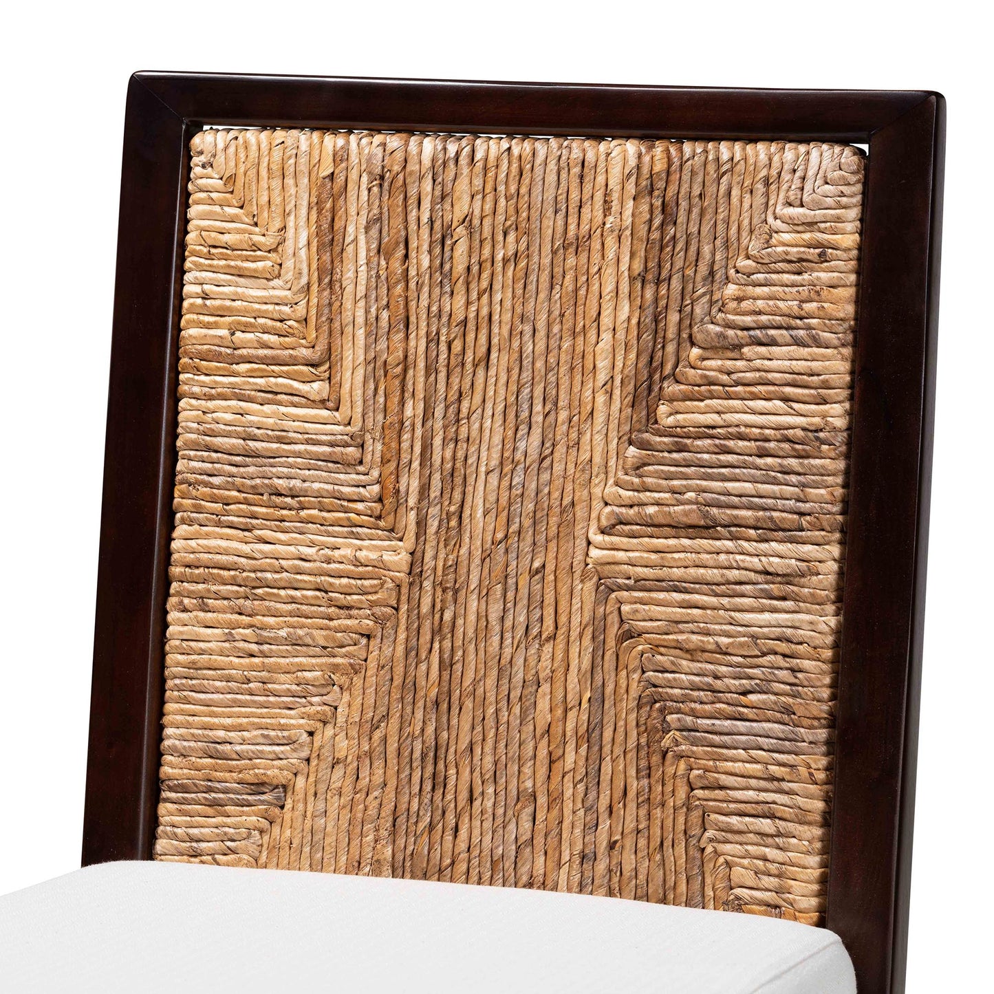 Baxton Studio bali & pari Joana Modern Bohemian Dark Brown Mahogany Wood and Natural Seagrass Dining Side Chair | Dining Chairs | Modishstore - 6