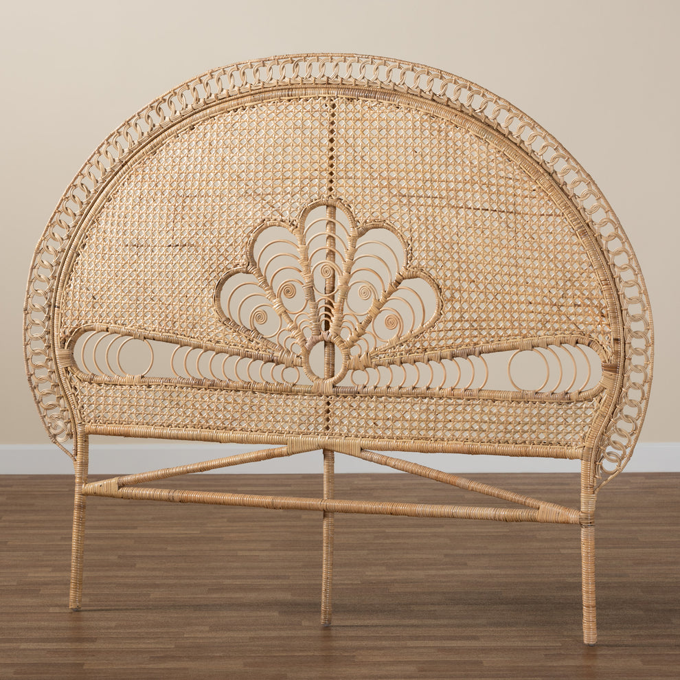 Baxton Studio bali & pari Marlette Modern Bohemian Natural Brown Rattan Queen Size Standalone Headboard | Headboards | Modishstore - 7