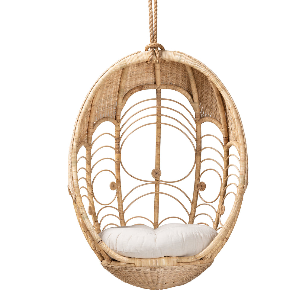 Baxton Studio bali & pari Umika Modern Bohemian Natural Brown Rattan Hanging Chair | Accent Chairs | Modishstore - 3