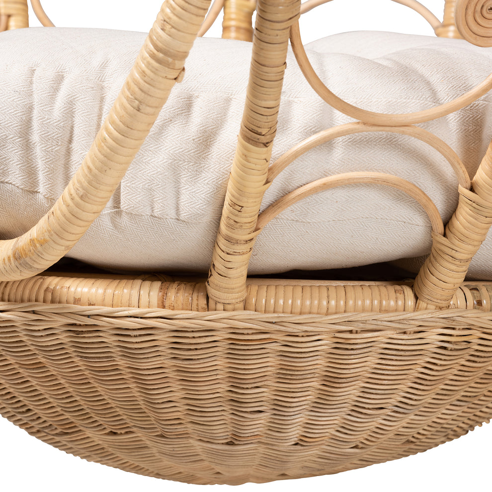 Baxton Studio bali & pari Umika Modern Bohemian Natural Brown Rattan Hanging Chair | Accent Chairs | Modishstore - 6