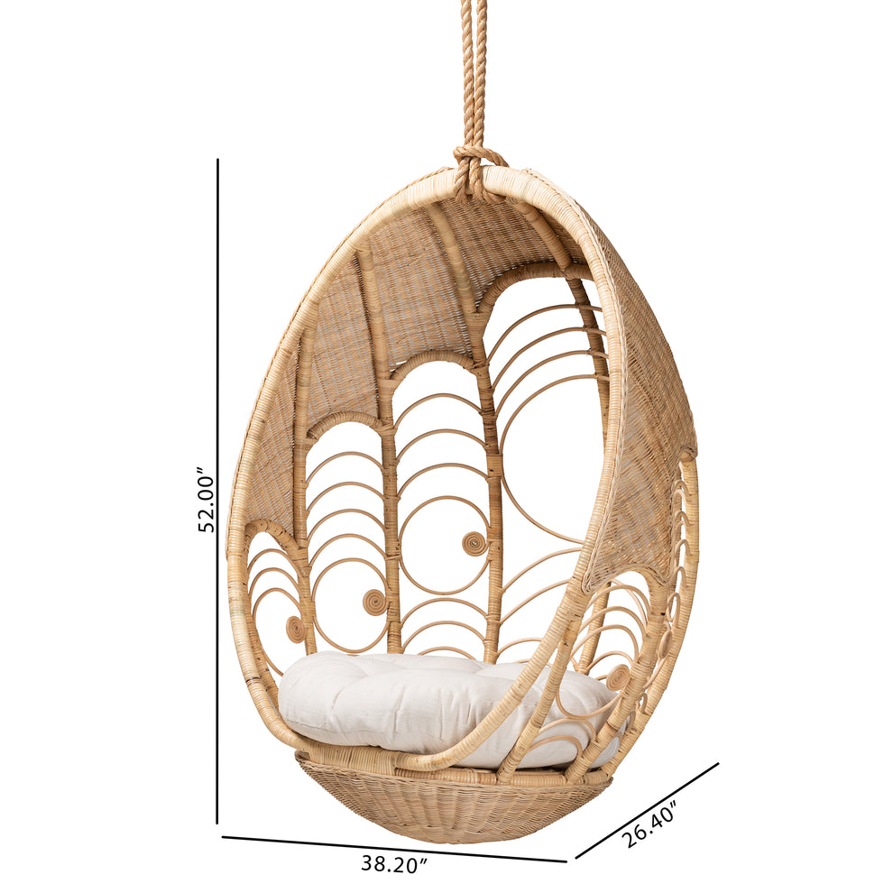 Baxton Studio bali & pari Umika Modern Bohemian Natural Brown Rattan Hanging Chair | Accent Chairs | Modishstore - 8