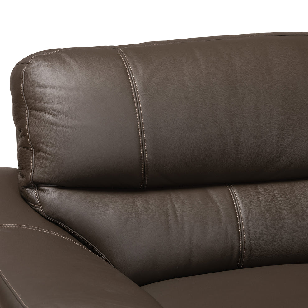 Baxton Studio Townsend Modern Brown Full Leather Sectional Sofa with Right Facing Chaise | Sectional | Modishstore - 3