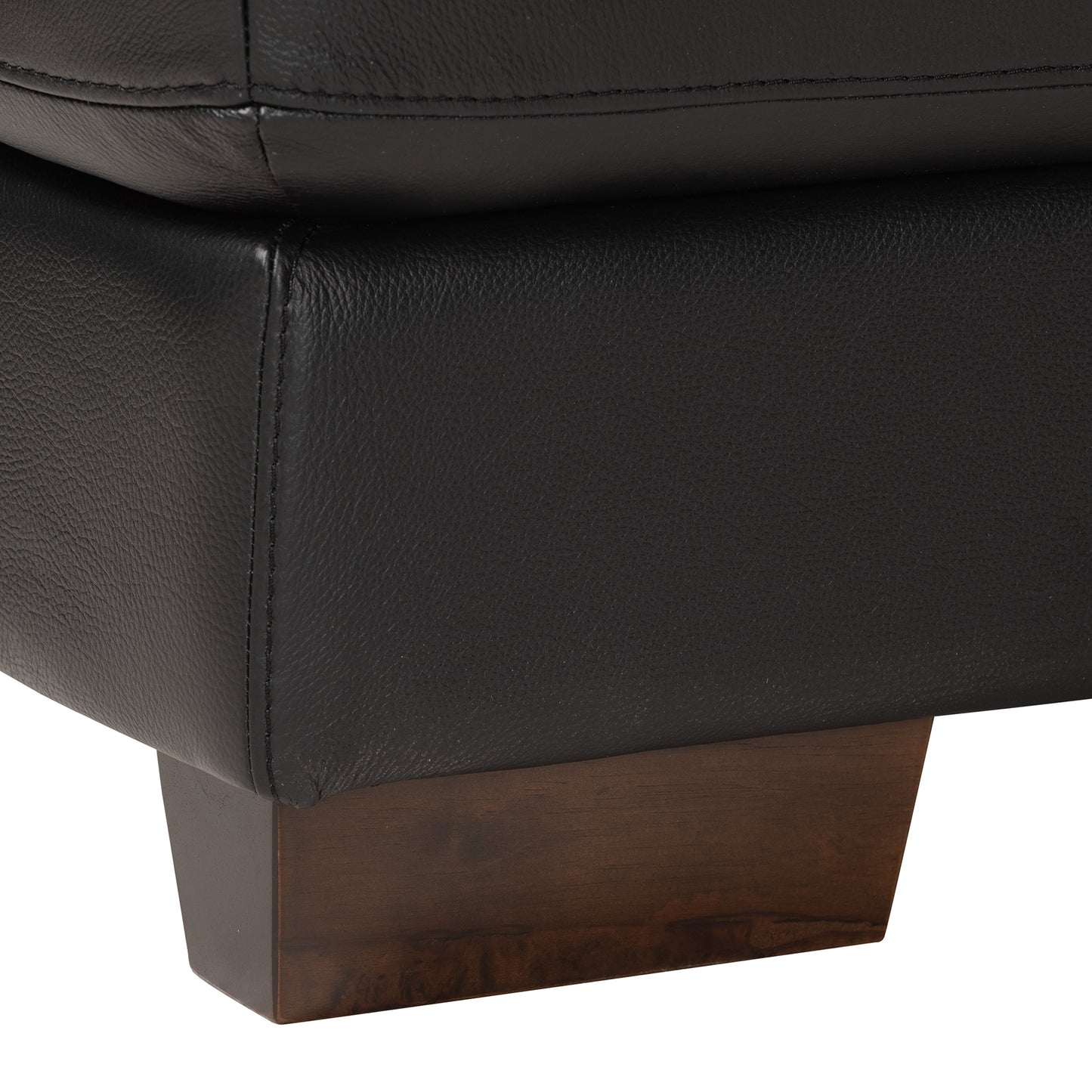 Baxton Studio Reverie Modern Black Full  Leather Sectional Sofa with Right Facing Chaise | Sectional | Modishstore - 6