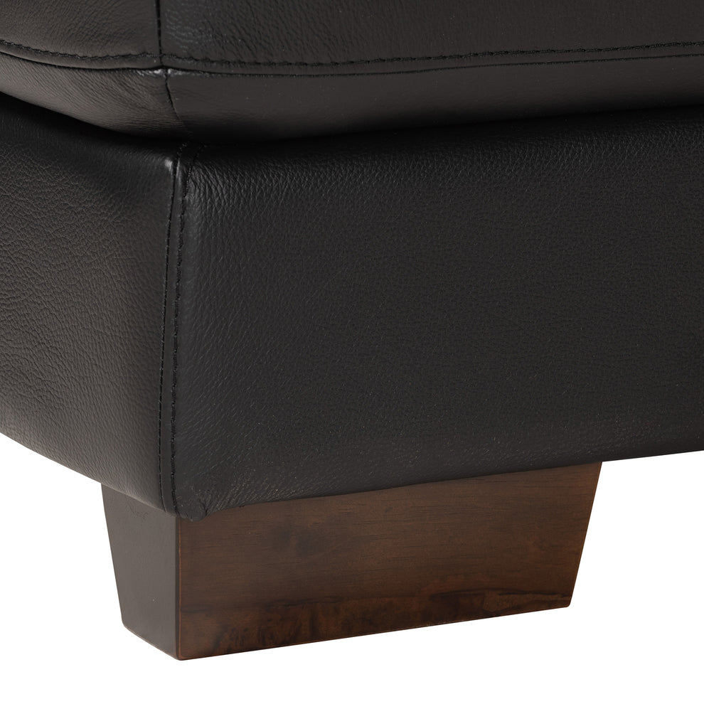 Baxton Studio Reverie Modern Black Full  Leather Sectional Sofa with Right Facing Chaise | Sectional | Modishstore - 6