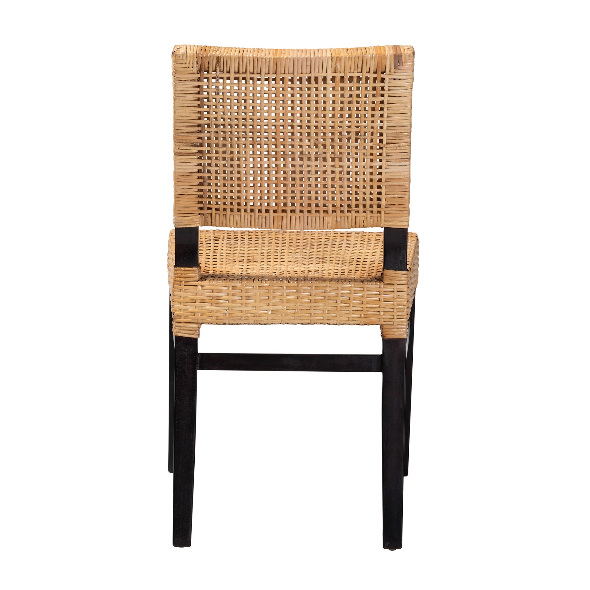 Baxton Studio bali & pari Lesia Modern Bohemian Natural Brown Rattan and Espresso Brown Mahogany Wood Dining Chair | Dining Chairs | Modishstore - 5