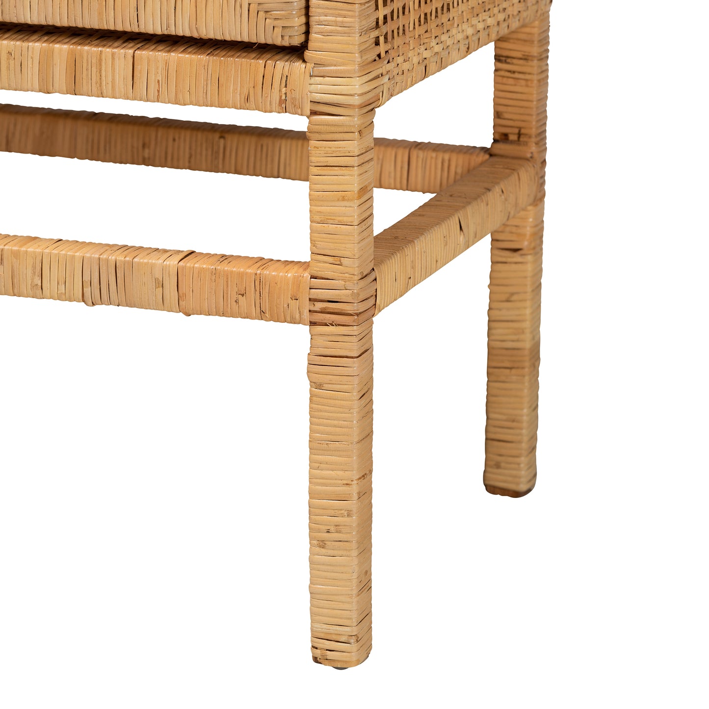 Baxton Studio bali & pari Vivan Modern Bohemian Natural Brown Rattan and Mahogany Wood 3-Shelf Storage Cabinet | Cabinets | Modishstore - 8