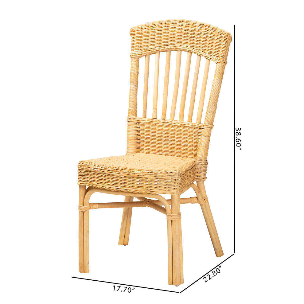 Baxton Studio bali & pari Barito Modern Bohemian Natural Brown Rattan Dining Chair | Dining Chairs | Modishstore - 10