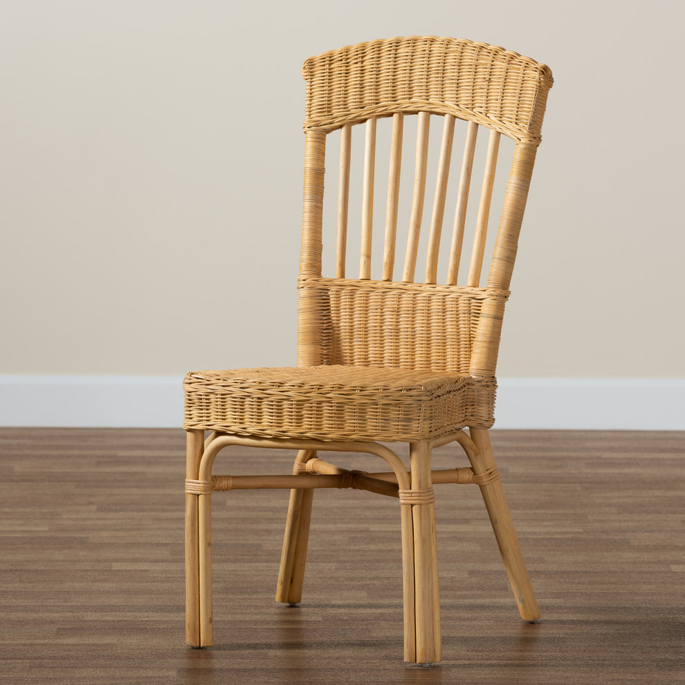 Baxton Studio bali & pari Barito Modern Bohemian Natural Brown Rattan Dining Chair | Dining Chairs | Modishstore - 9
