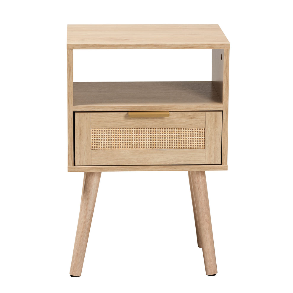 Baxton Studio Emmett Mid-Century Modern Light Brown Finished Wood 1-Drawer End Table | Cabinets | Modishstore - 6