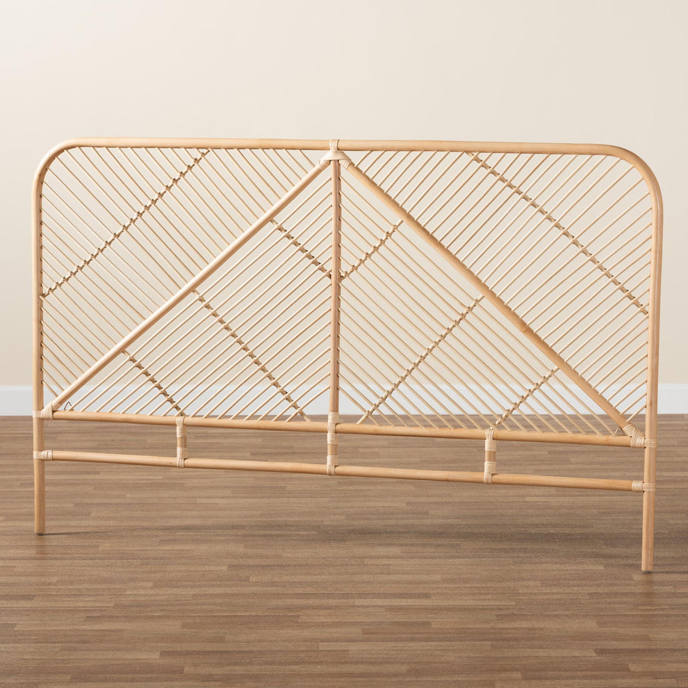Baxton Studio bali & pari Walid Modern Bohemian Natural Brown Rattan Queen Size Standalone Headboard | Headboards | Modishstore - 6