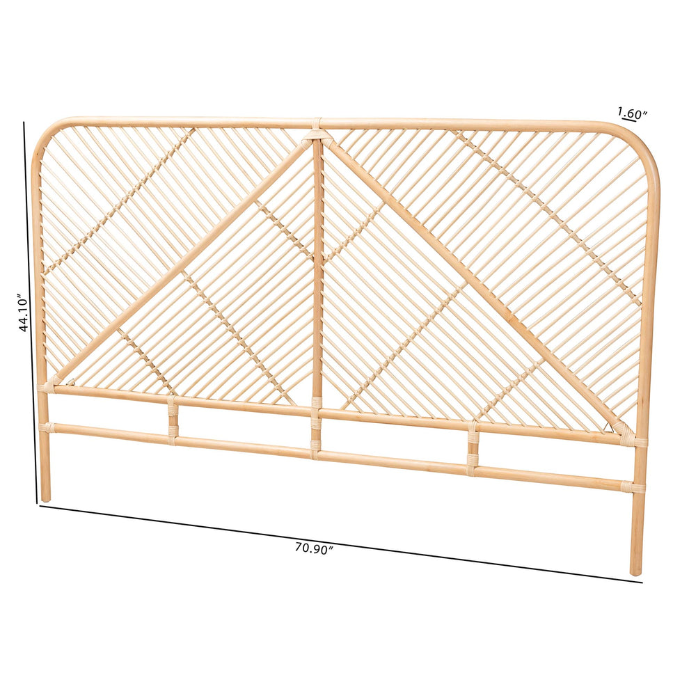 Baxton Studio bali & pari Walid Modern Bohemian Natural Brown Rattan Queen Size Standalone Headboard | Headboards | Modishstore - 7