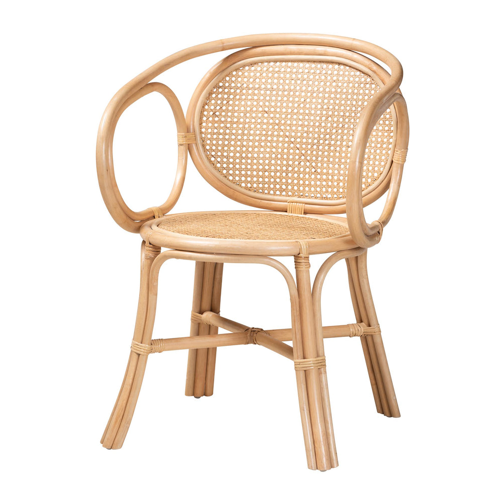 Baxton Studio bali & pari Palesa Modern Bohemian Two-Tone Black and Natural Brown Rattan Dining Chair | Dining Chairs | Modishstore - 12