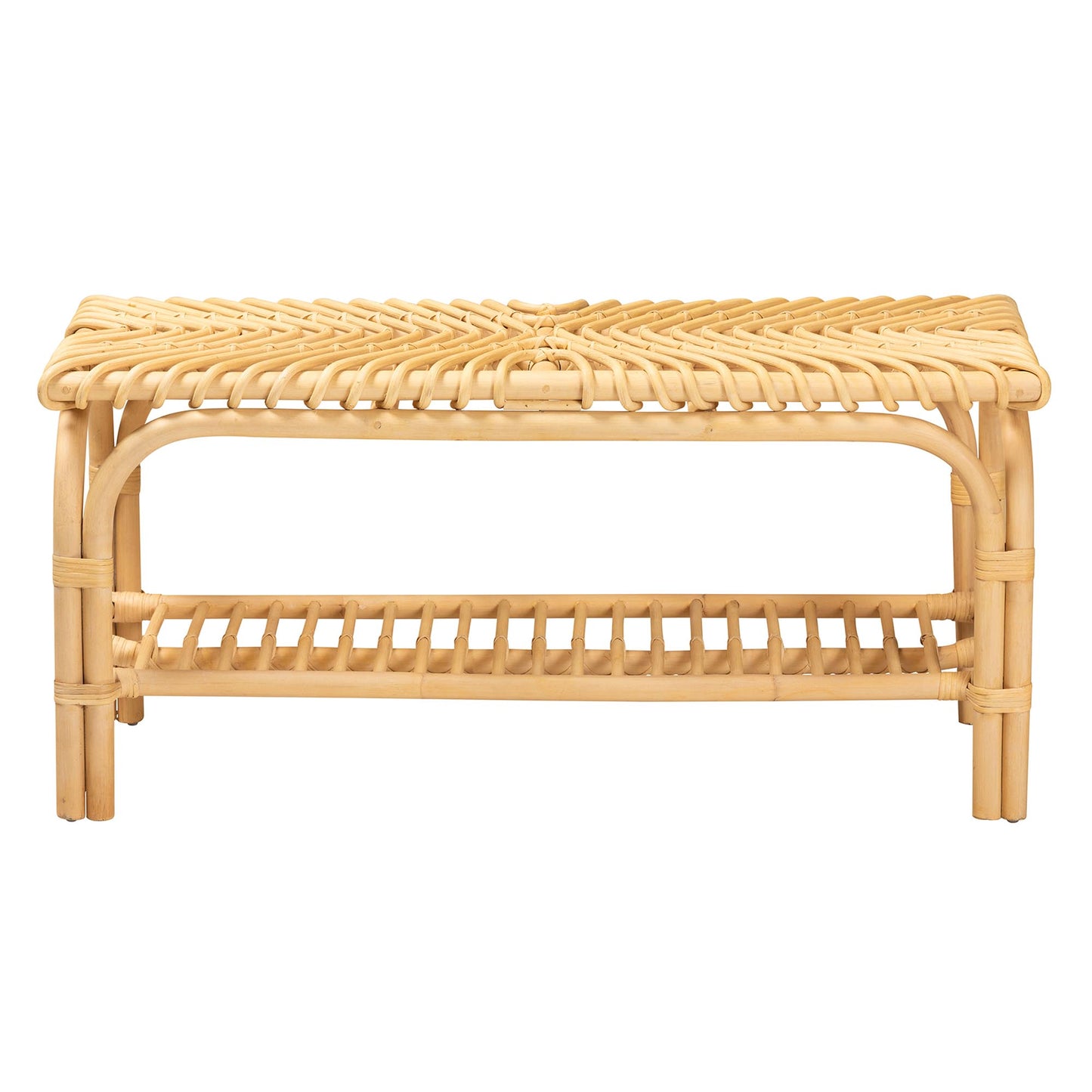 Baxton Studio bali & pari Himari Modern Bohemian Natural Brown Rattan Accent Bench | Benches | Modishstore - 4