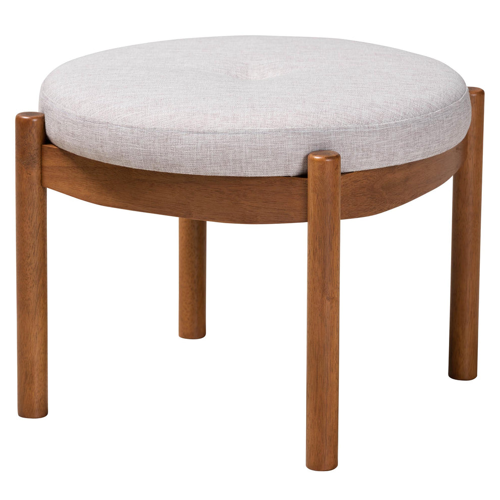 Baxton Studio Iliana Japandi Dark Grey Fabric and Walnut Brown Finished Wood Ottoman Footstool | Ottomans | Modishstore - 10