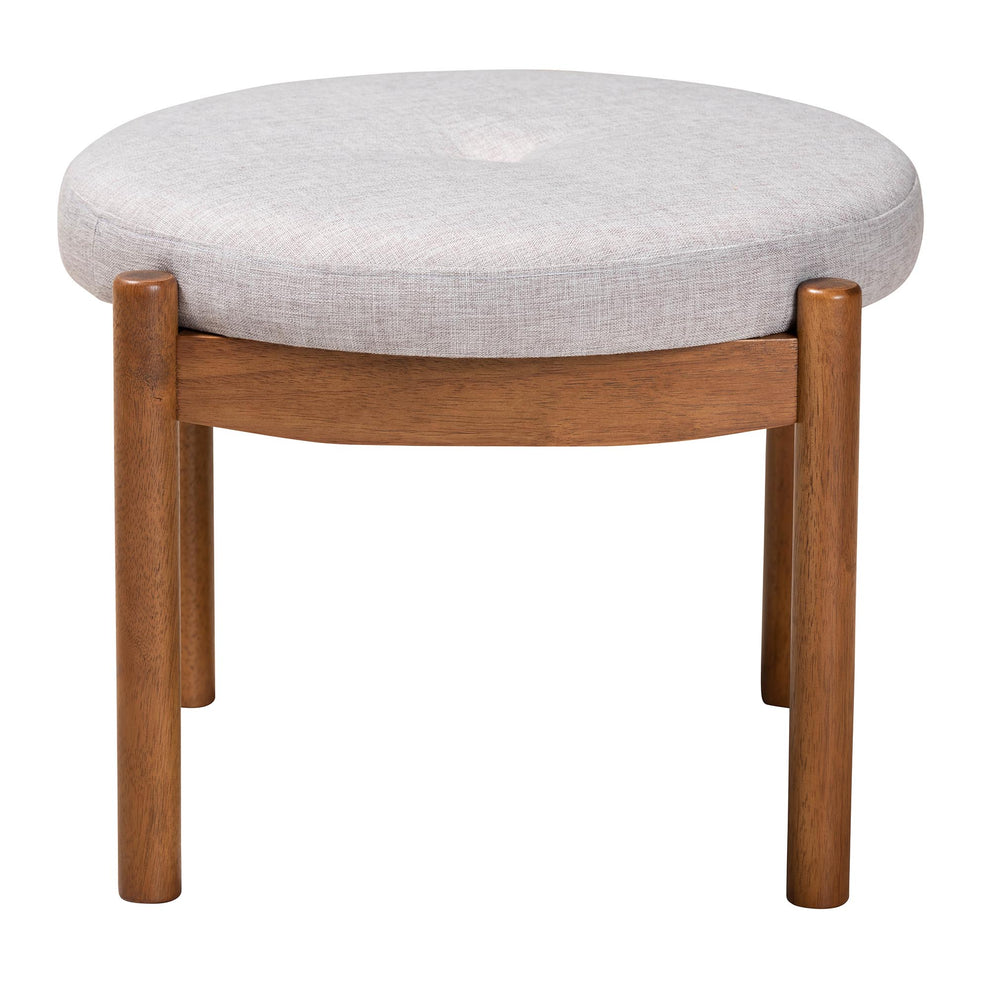 Baxton Studio Iliana Japandi Dark Grey Fabric and Walnut Brown Finished Wood Ottoman Footstool | Ottomans | Modishstore - 11