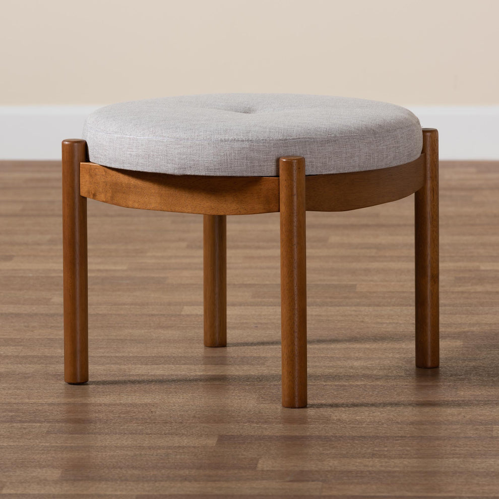 Baxton Studio Iliana Japandi Dark Grey Fabric and Walnut Brown Finished Wood Ottoman Footstool | Ottomans | Modishstore - 15