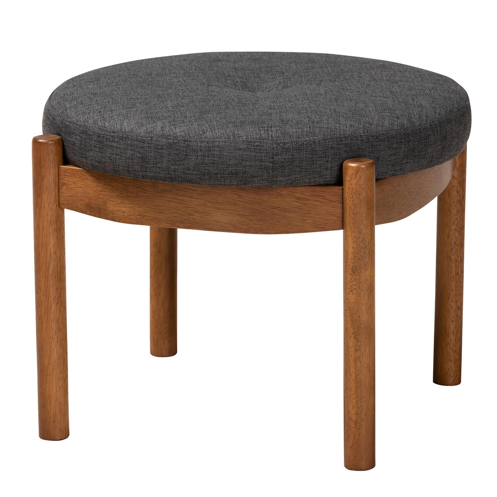 Baxton Studio Iliana Japandi Dark Grey Fabric and Walnut Brown Finished Wood Ottoman Footstool | Ottomans | Modishstore - 2