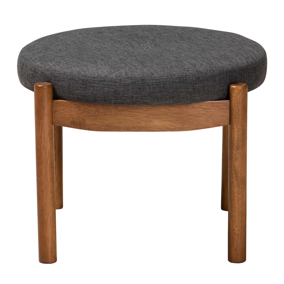 Baxton Studio Iliana Japandi Dark Grey Fabric and Walnut Brown Finished Wood Ottoman Footstool | Ottomans | Modishstore - 3