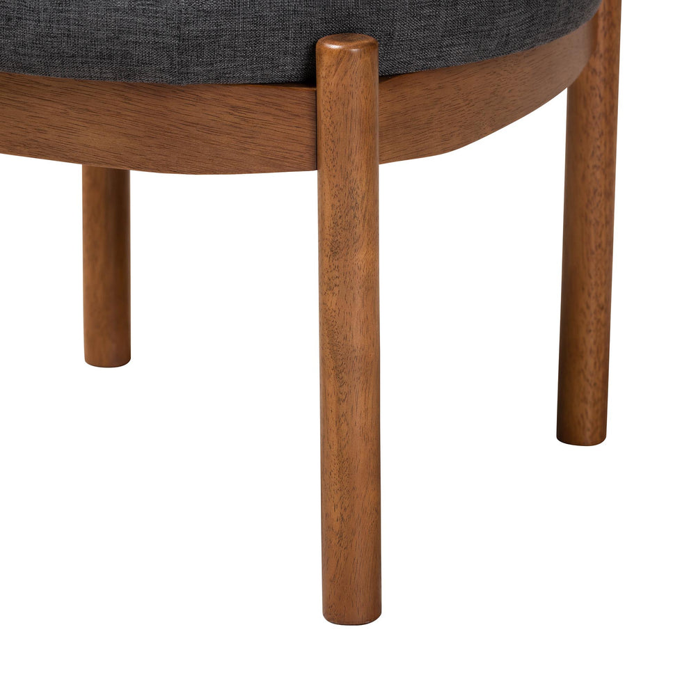 Baxton Studio Iliana Japandi Dark Grey Fabric and Walnut Brown Finished Wood Ottoman Footstool | Ottomans | Modishstore - 4