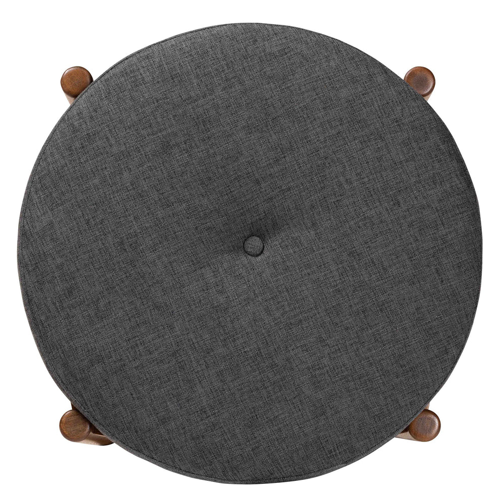 Baxton Studio Iliana Japandi Dark Grey Fabric and Walnut Brown Finished Wood Ottoman Footstool | Ottomans | Modishstore - 5
