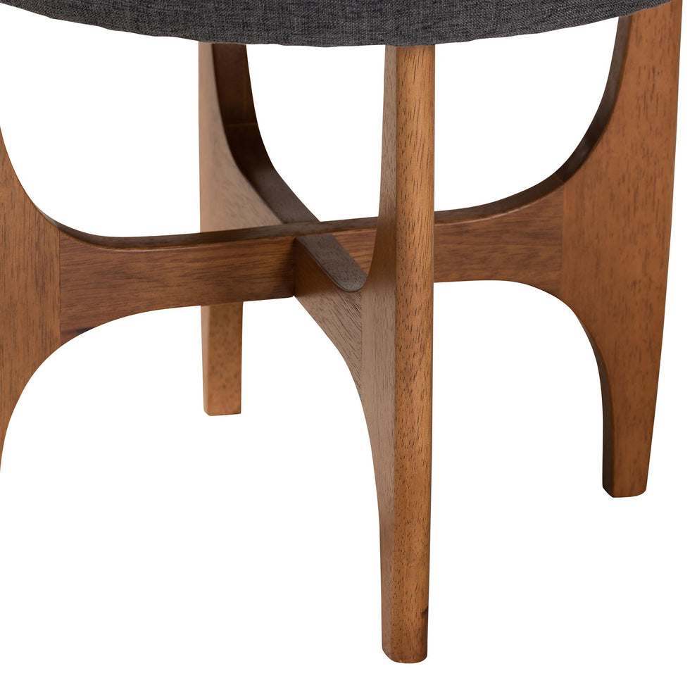 Baxton Studio Theo Japandi Dark Grey Fabric and Walnut Brown Finished Wood Ottoman Footstool | Ottomans | Modishstore - 4