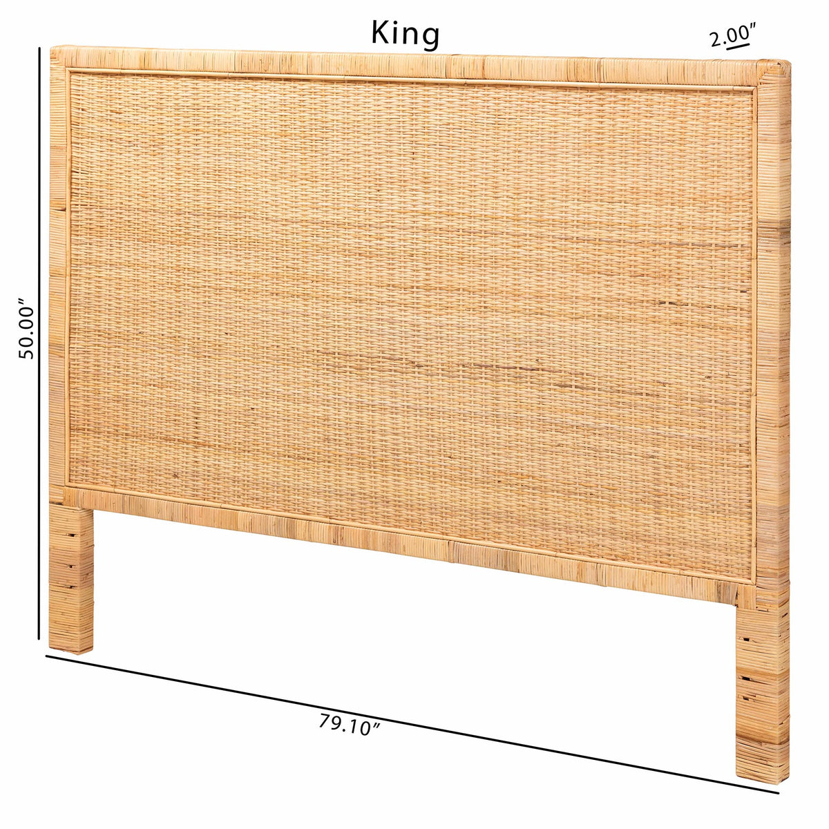 Baxton Studio bali & pari Adelyn Modern Bohemian Natural Brown Rattan and Mahogany Wood King Size Headboard | Headboards | Modishstore - 8
