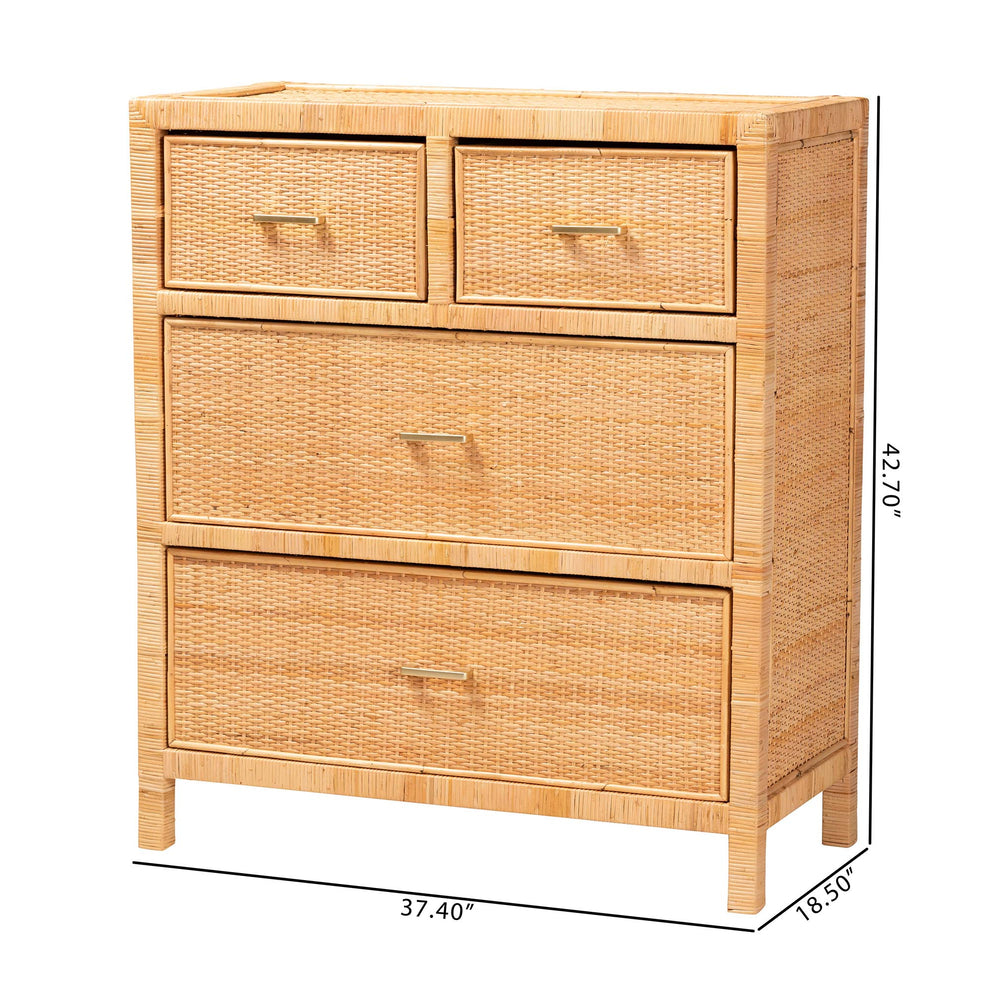 Baxton Studio bali & pari Vaere Modern Bohemian Natural Brown Rattan and Mahogany Wood Storage Cabinet | Cabinets | Modishstore - 8
