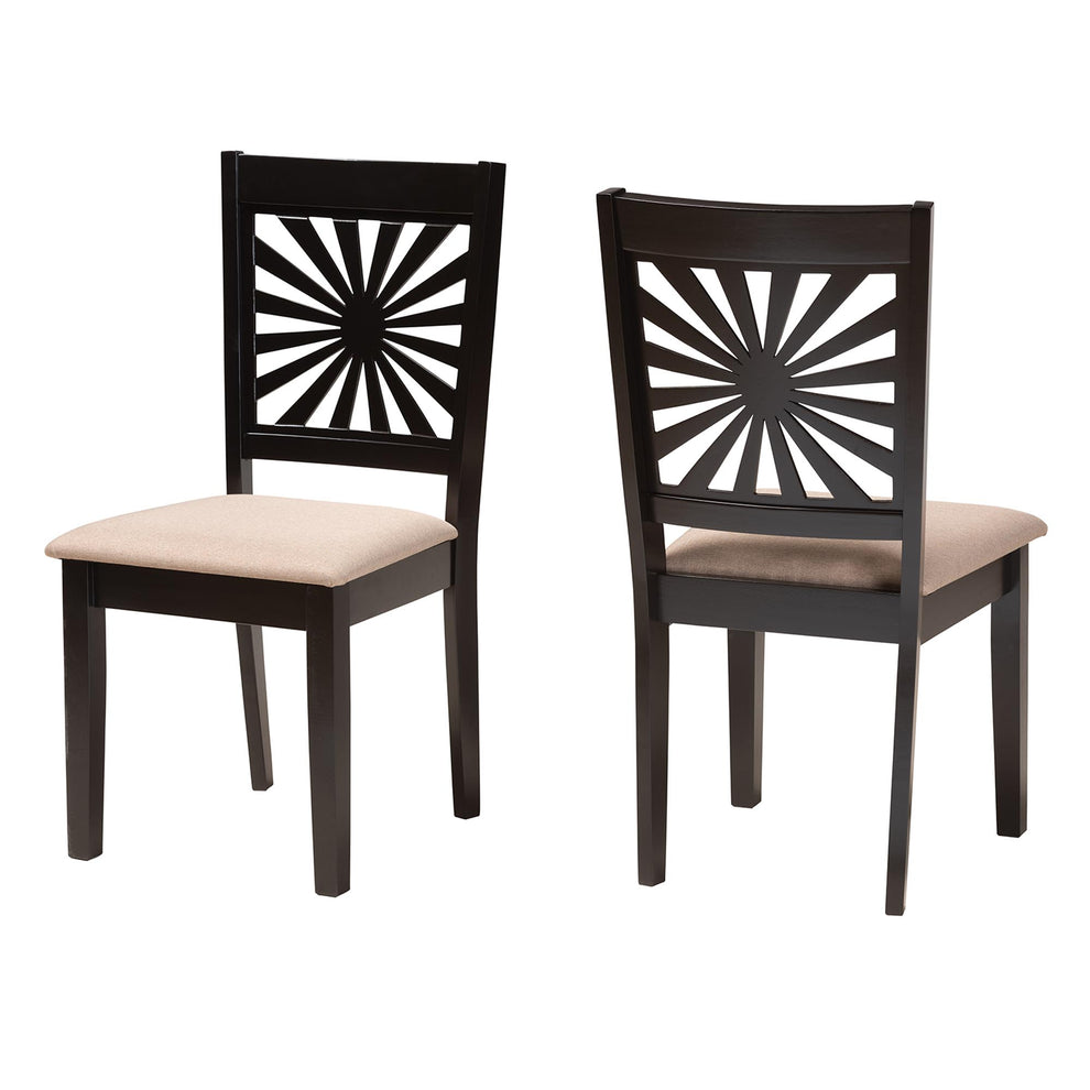 Baxton Studio Olympia Modern Beige Fabric and Espresso Brown Finished Wood Dining Chair | Dining Chairs | Modishstore - 4