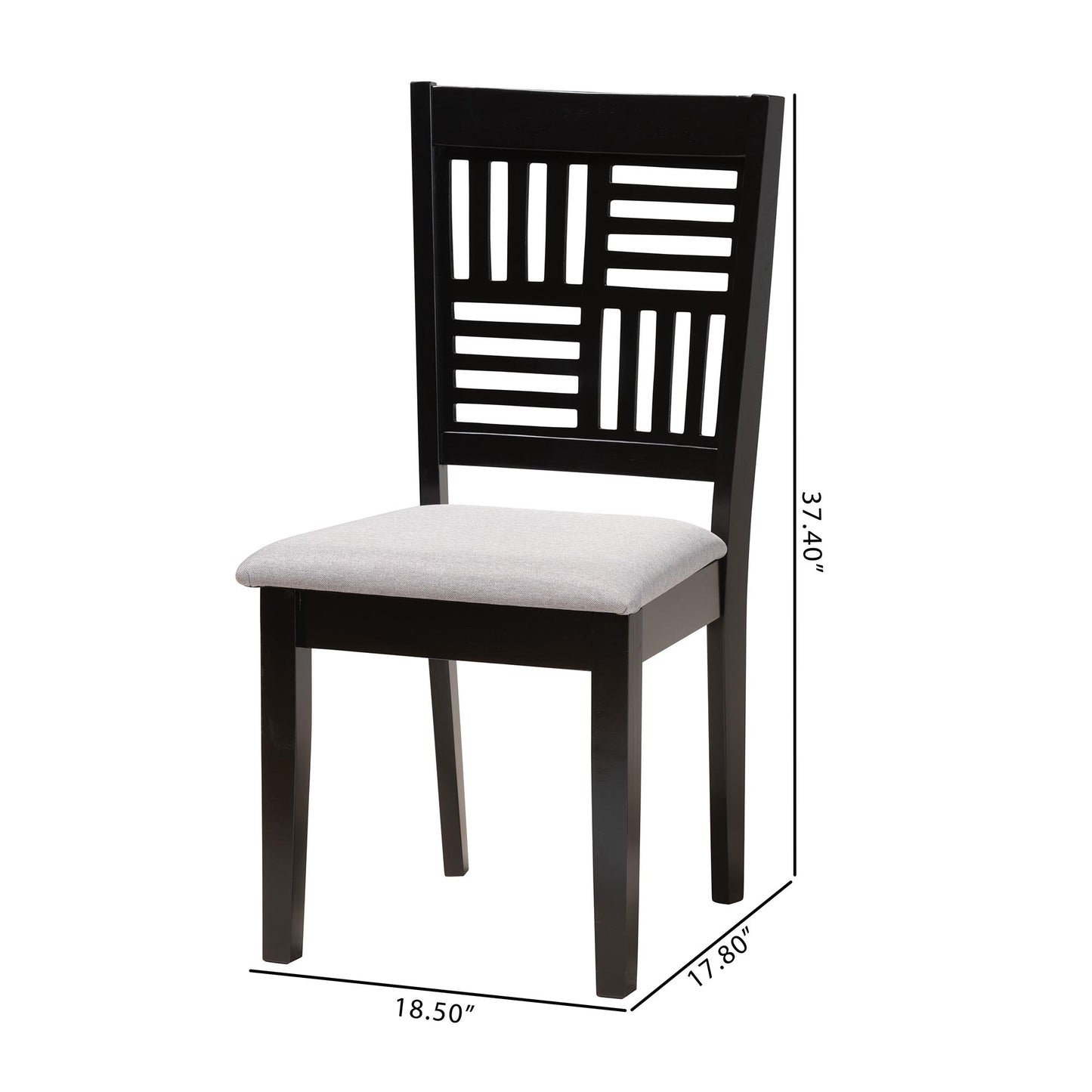 Baxton Studio Deanna Modern Grey Fabric and Dark Brown Finished Wood 2-Piece Dining Chair Set | Dining Chairs | Modishstore - 3