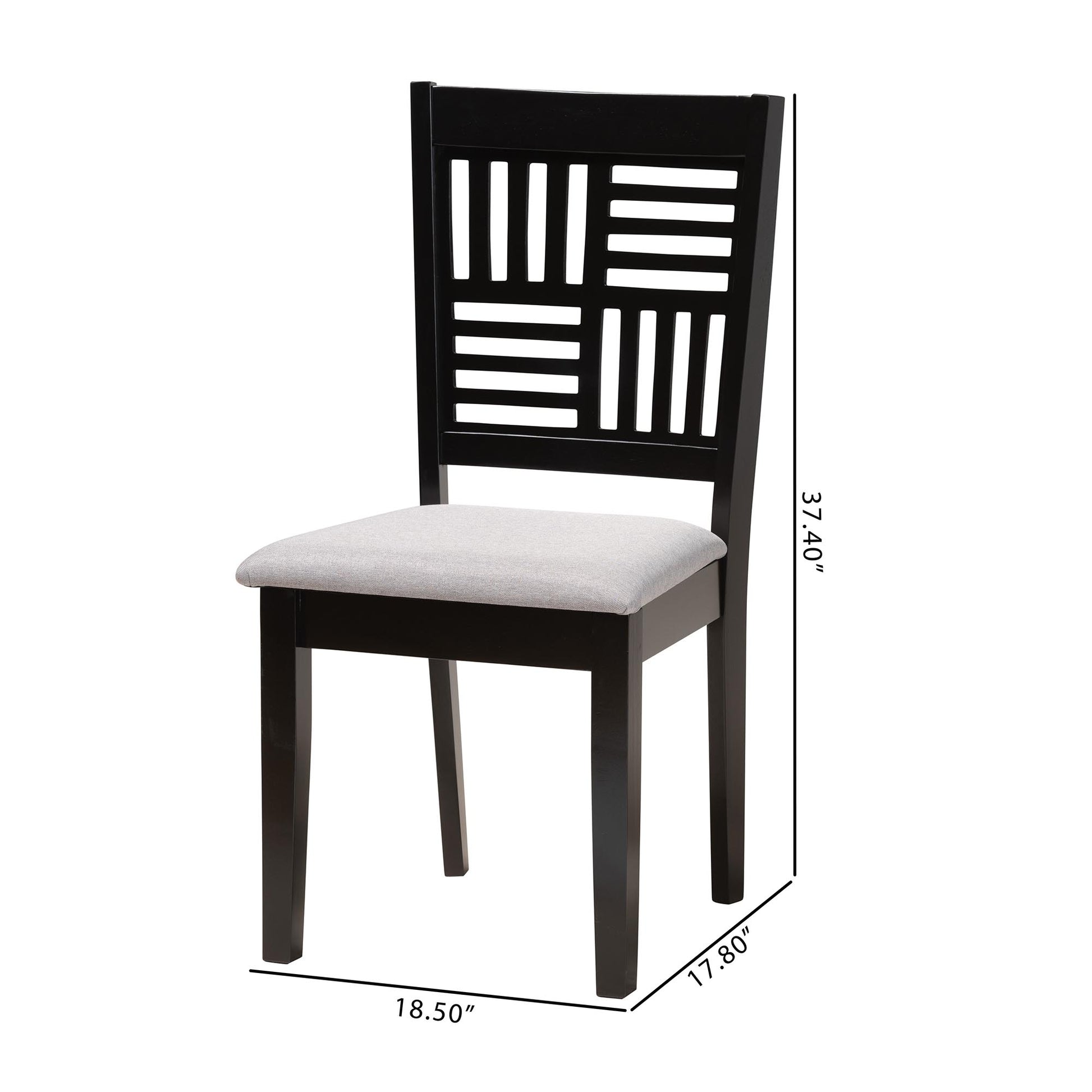 Baxton Studio Deanna Modern Grey Fabric and Dark Brown Finished Wood 2-Piece Dining Chair Set | Dining Chairs | Modishstore - 3