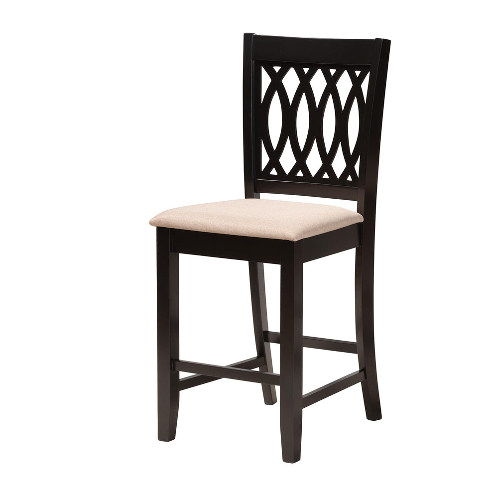 Baxton Studio Florencia Modern Beige Fabric and Espresso Brown Finished Wood 5-Piece Pub Set | Bar Stools & Table | Modishstore - 5