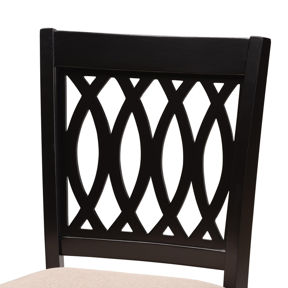 Baxton Studio Florencia Modern Beige Fabric and Espresso Brown Finished Wood 5-Piece Pub Set | Bar Stools & Table | Modishstore - 8