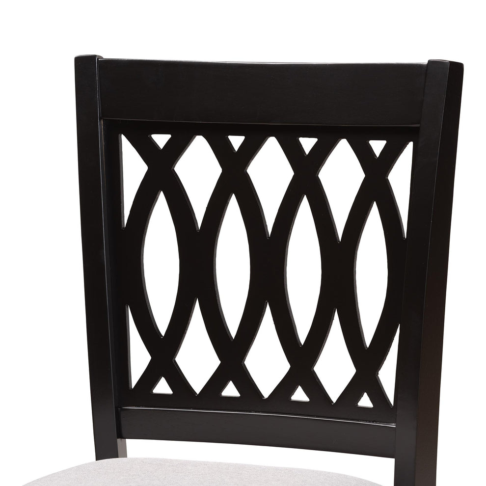 Baxton Studio Florencia Modern Beige Fabric and Espresso Brown Finished Wood 5-Piece Pub Set | Bar Stools & Table | Modishstore - 18