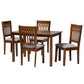 Baxton Studio Genesis Modern Grey Fabric and Walnut Brown Finished Wood 5-Piece Dining Set | Dining Sets | Modishstore - 4